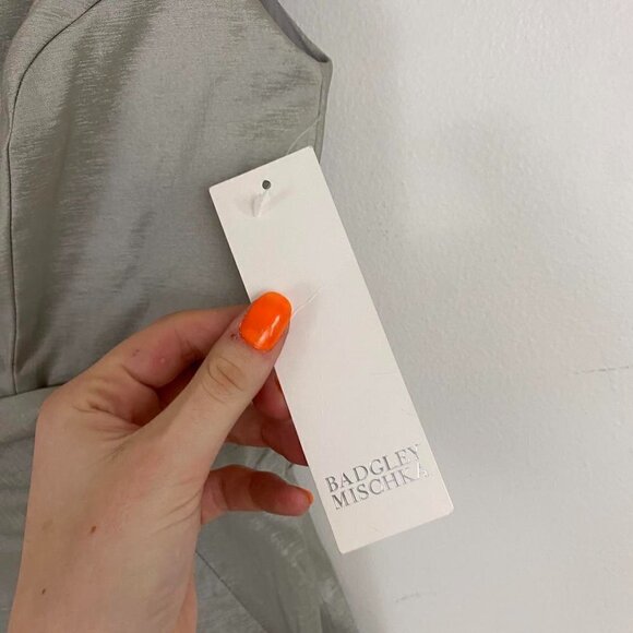 BADGLEY MISCHKA silver off the shoulder dress nwt - Picture 4 of 9